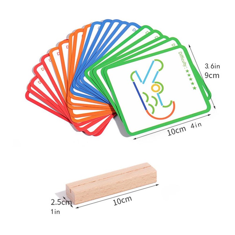 Wooden Montessori Smart Sticks, 120pcs Pattern Block Shape Puzzles,Wooden Sticks and Rings Puzzle Game Set for Quick Thinking, and Spelling/STEM/Art in One,Toys Gift for 3 4 5 Years Old Kids - Image 5